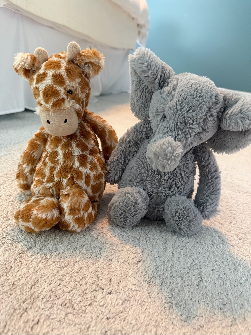 Jellycat Plush Giraffe & Elephant in Brown, Cream & Gray